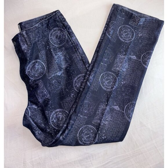 FUBU Jeans Dark Blue Denim All Over Print Y2K, Size 13/14, Casual Straight Leg - Picture 2 of 5